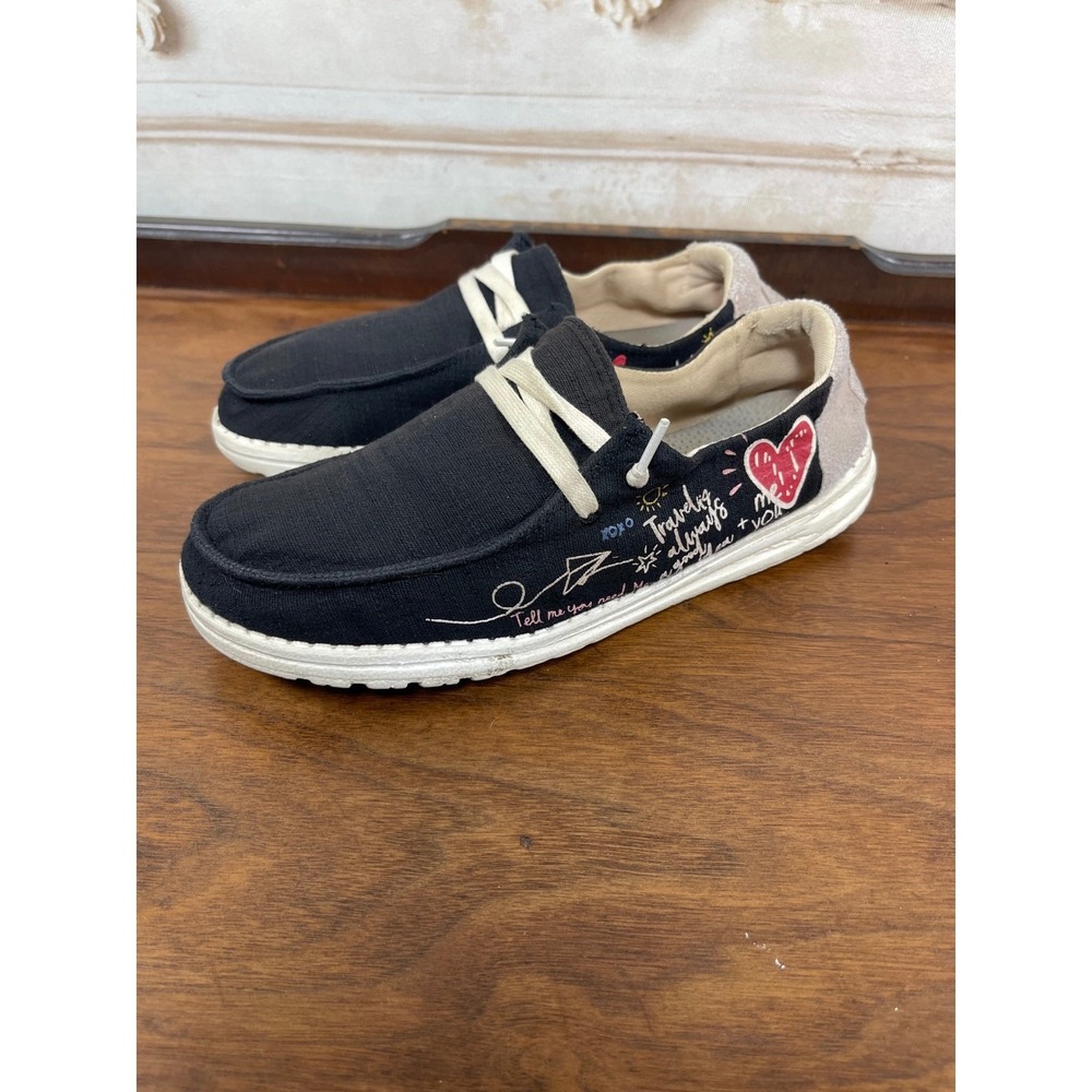 Hey Dude Womens Wendy Doodle Black Size 9